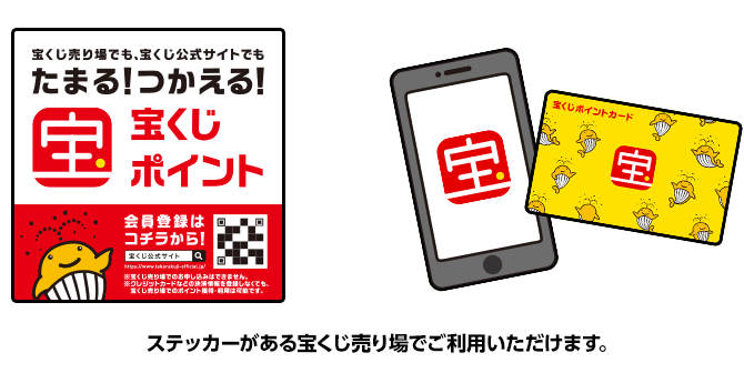 ステッカーがある宝くじ売り場でご利用いただけます。