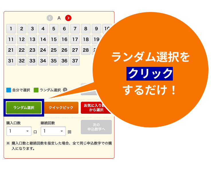 ランダム選択をクリックするだけ！