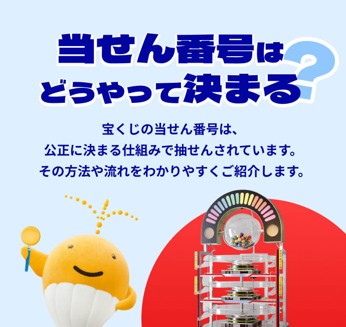 当せん番号はどうやって決まる？宝くじの当せん番号は、公正に決まる仕組みで抽せんされています。その方法や流れをわかりやすくご紹介します。