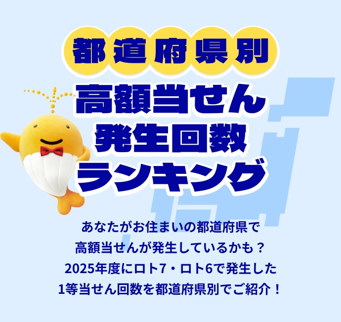 都道府県別 高額当せん発生回数ランキング あなたがお住まいの都道府県で高額当せんが発生しているかも？2025年度にロト7・ロト6で発生した1等当せん回数を都道府県別でご紹介！