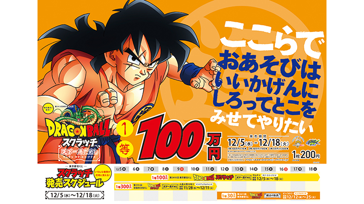 今月の「ドラゴンボールスクラッチ」は4つ！天下一運だめしスペシャル登場だ！