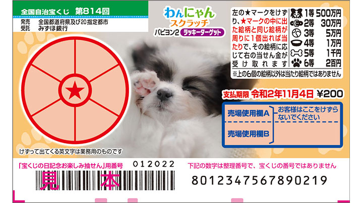今月の「わんにゃんスクラッチ」はパピヨン♪
