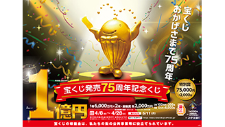 「宝くじ発売75周年記念くじ」！1等・前後賞合わせて1億円！