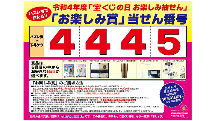 「宝くじの日 お楽しみ抽せん」の当せん番号が決定！！