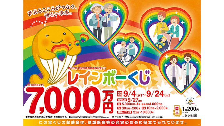 「レインボーくじ」は1等・前後賞合わせて7,000万円！
