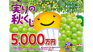 「実りの秋くじ」は1等・前後賞合わせて5,000万円！