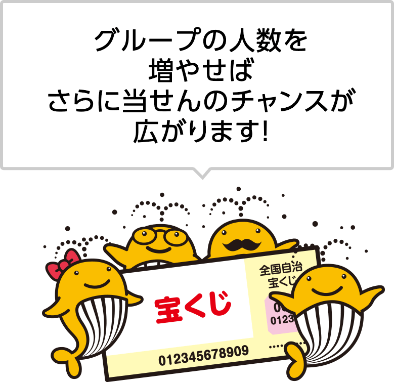 グループの人数を増やせばさらに当せんのチャンスが広がります！