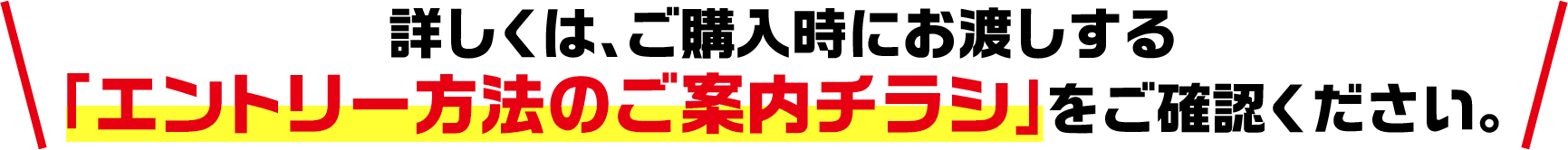 詳しくは、ご購入時にお渡しする「エントリー方法のご案内チラシ」をご確認ください。