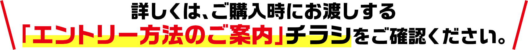 詳しくは、ご購入時にお渡しする「エントリー方法のご案内」チラシをご確認ください。