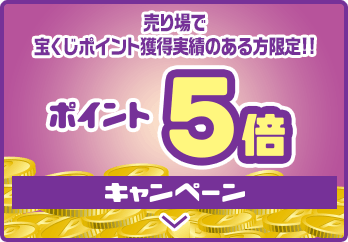 売り場で宝くじポイント獲得実績のある方限定!! ポイント5倍キャンペーン