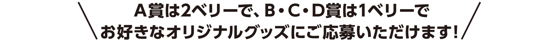 A賞は2ベリーで、B・C・D賞は1ベリーでお好きなオリジナルグッズにご応募いただけます！